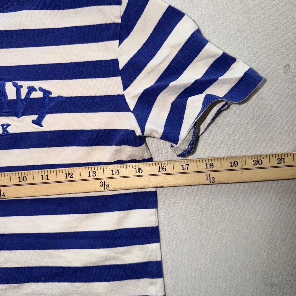 Old Navy Trademark T-Shirt Reissue Modern Boys L Blue Striped Crew Neck